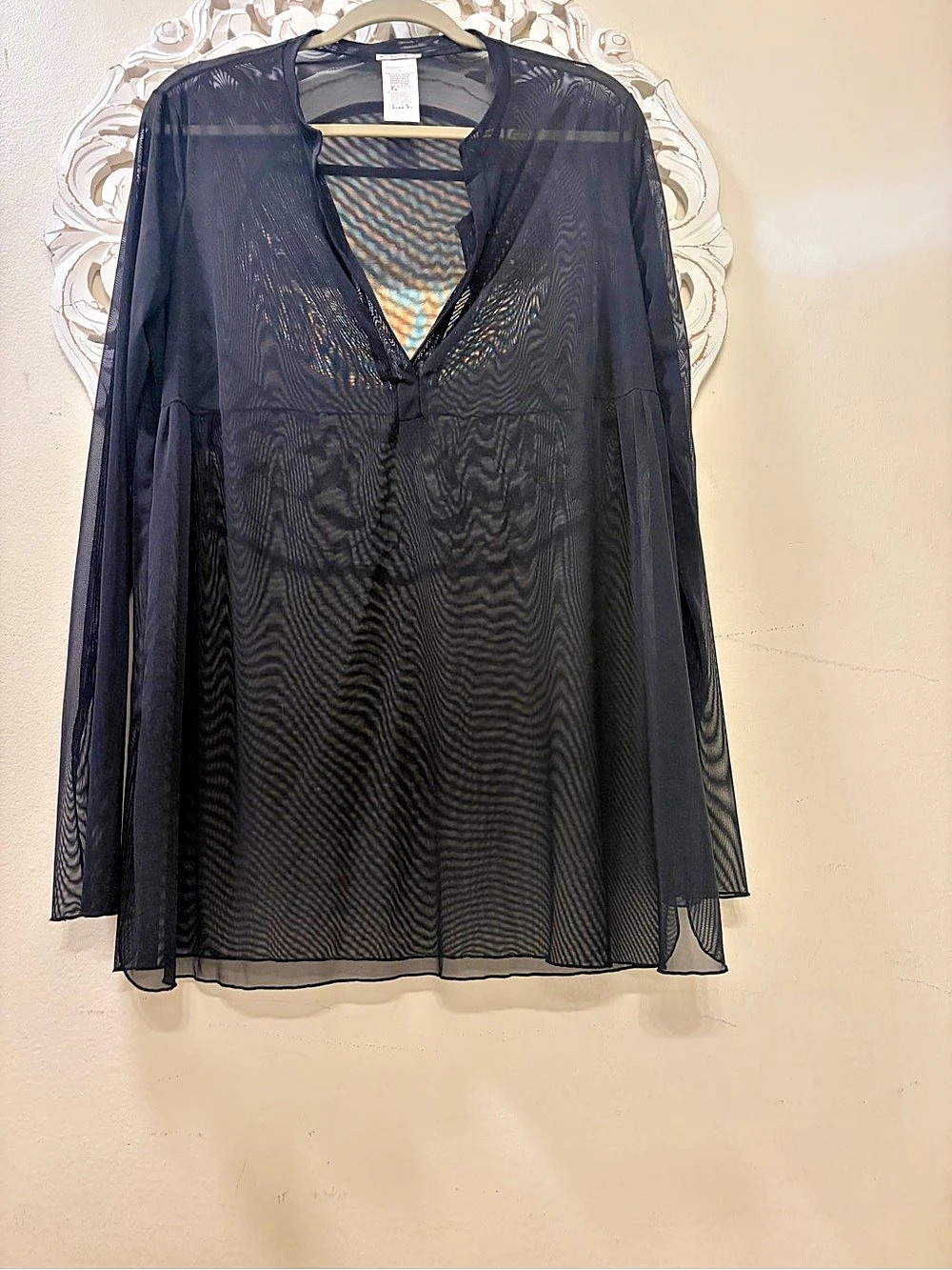 Wolford Sheer V-Neck Tunic in Black Size G Like New